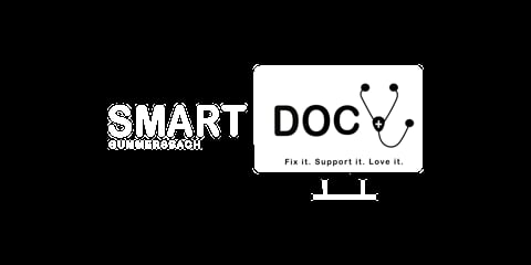 SMART Superbox and Doc logo with stethoscope icon and tagline Fix it. Support it. Love it.